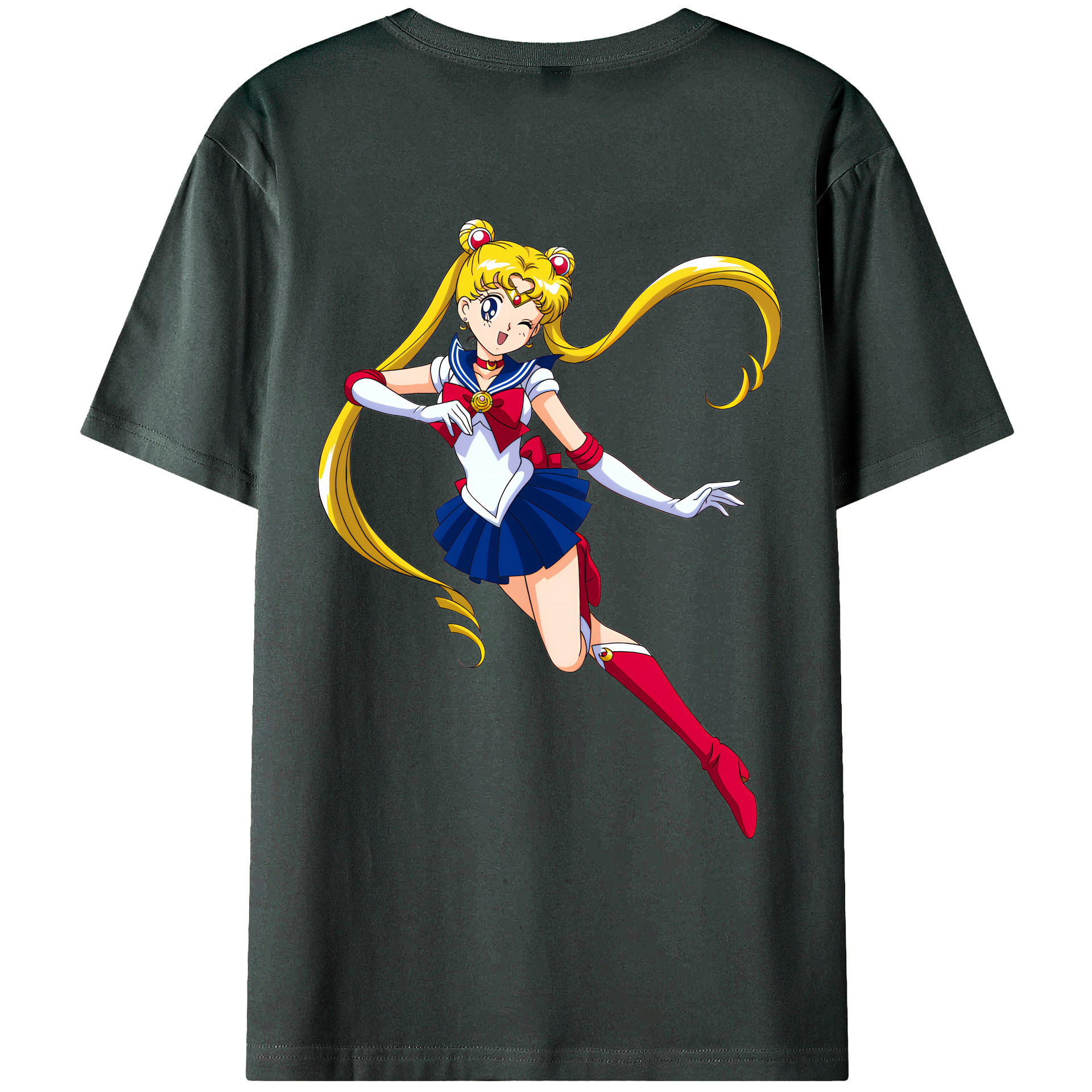 （画像用） 美少女戦士セーラームーン 月野 うさぎ つきの うさぎ Sailor Moon Tsukino Usagi 綿100％ メンズ半袖Tシャツ（バックプリント） 通気性